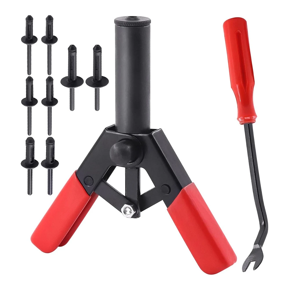 Set di Rivettatrice Manuale ABRB Compatibile con 42 Pezzi, Pistola per Rivetti in Plastica, 40 Rivetti Ciechi in Nylon di 4 Misure e 1 Utensile per Rimozione Fissaggi