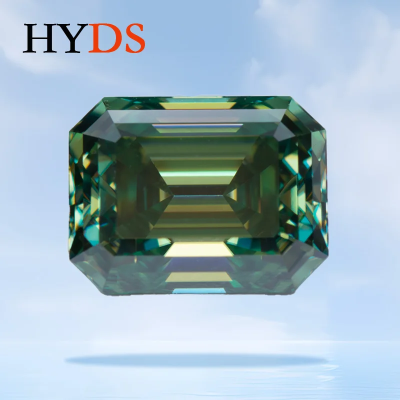 

Moissanite Stone Gemstone Natural Yellow Green Color VVS1 Emerald Cut Charms for Jewelry Making Material with GRA Certificate