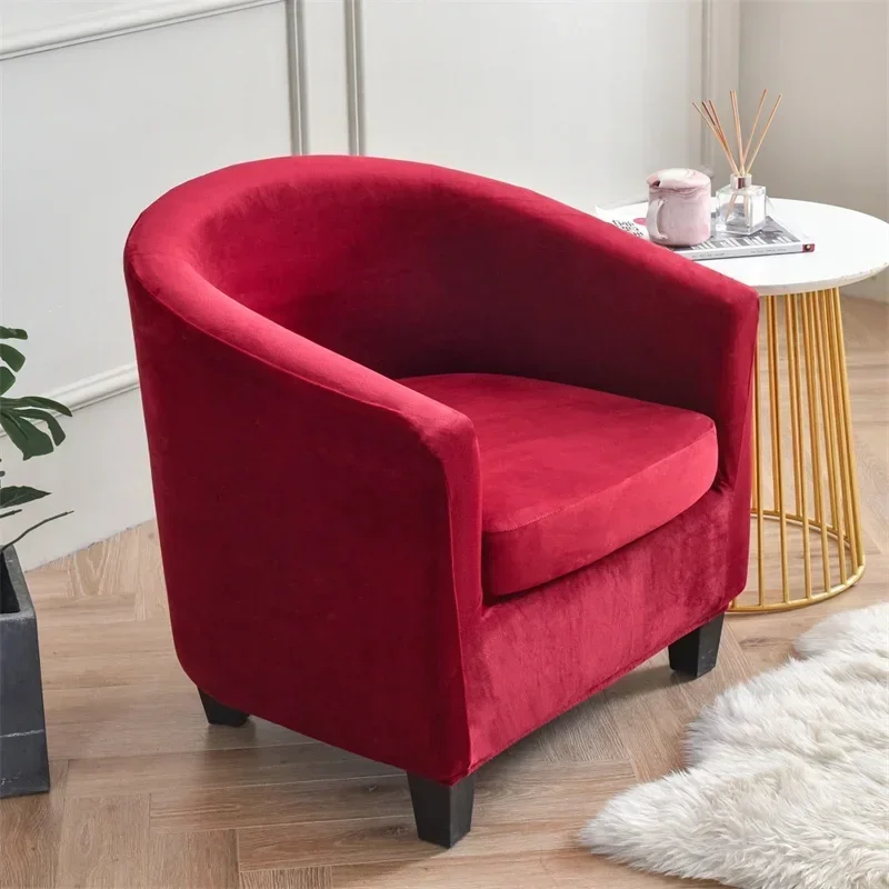 Elastic Covers Seat Arc Tub Velvet Cushion Armchairs Couch With Room Slipcovers Living Cover Club Single Sofa