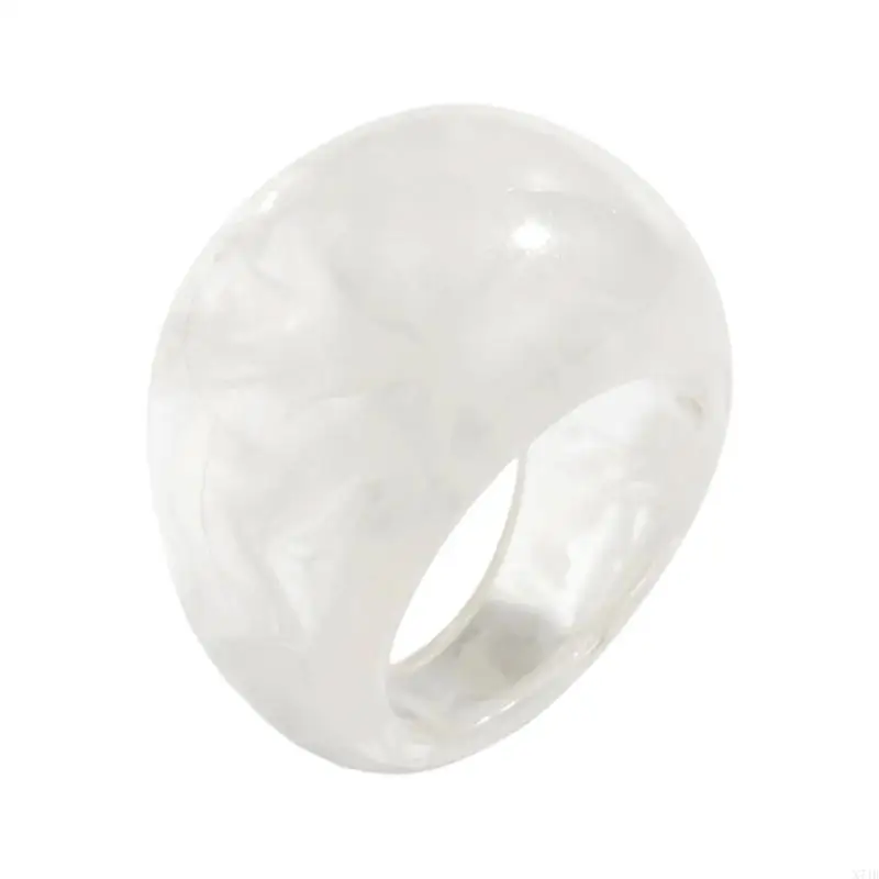  Handmade Marbled Effect Resin Rings Comfortable Wear Trendy Stackable Design