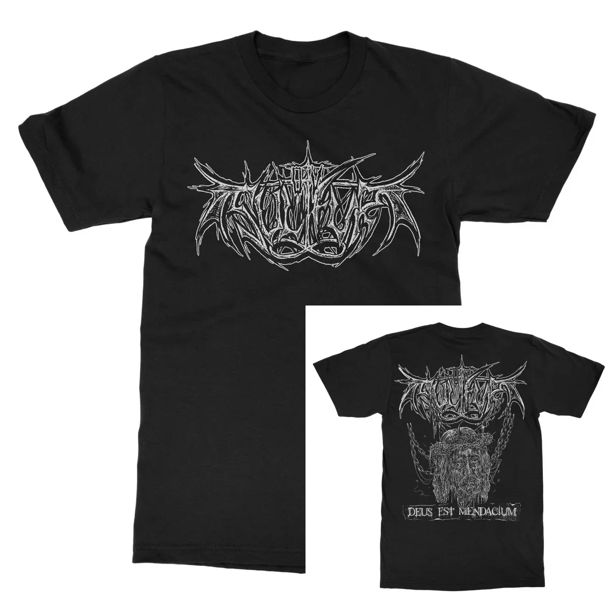 A Wake in Providence Graphic T‑Shirt Two‑Sided Distressed Print Sharp Death‑Metal Band Logo Front Chain‑Bound