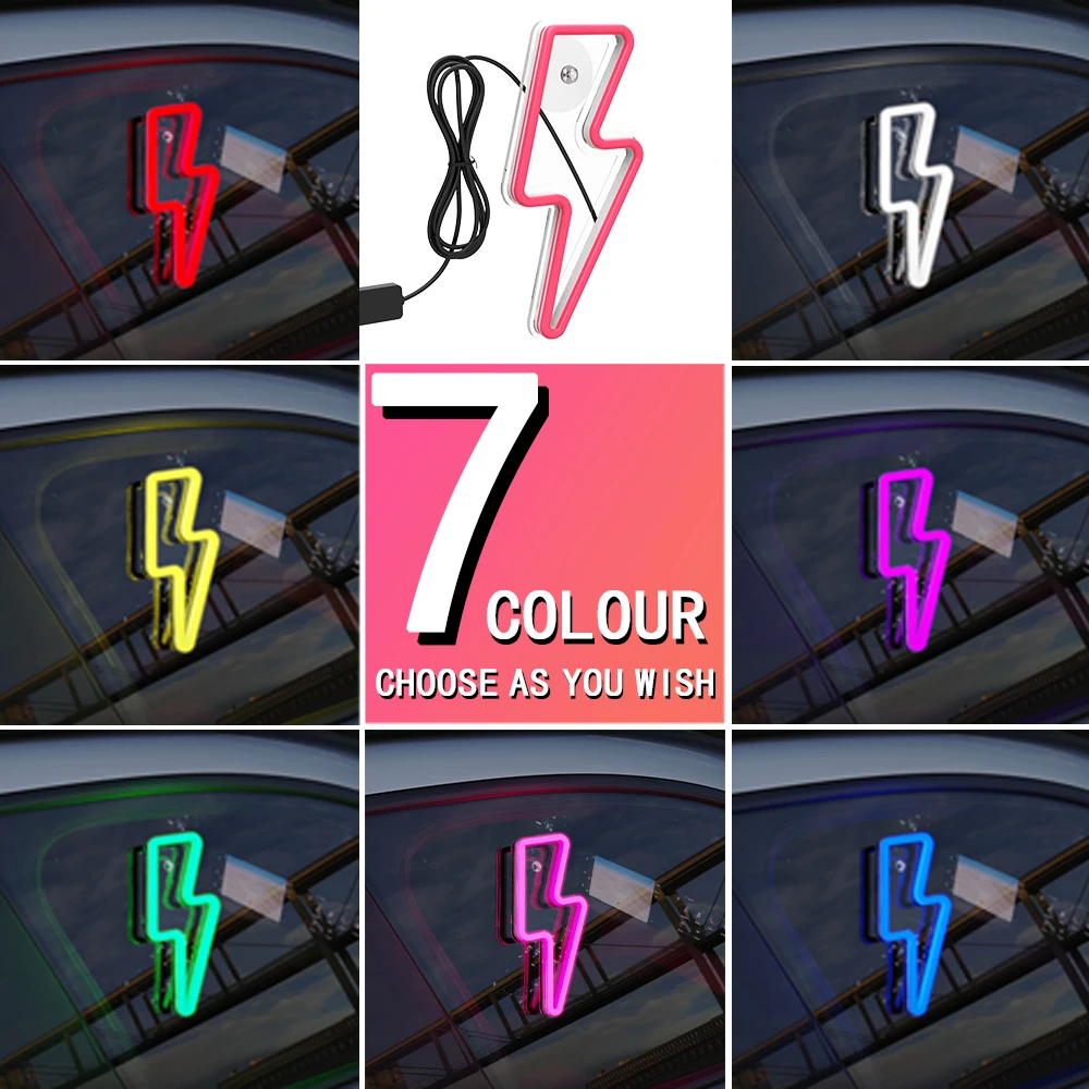 Car LED Atmosphere Creative Lightning Shaped Neon Light, USB Powered, Suitable for Game Rooms, Bedroom Decorations, Dining Bar A