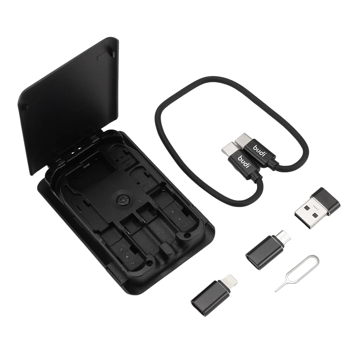 

Многофункциональный универсальный смарт-адаптер BUDI, коробка для хранения карт, 15 Вт, беспроводная зарядка для Xiaomi, дорожная портативная сумка для хранения