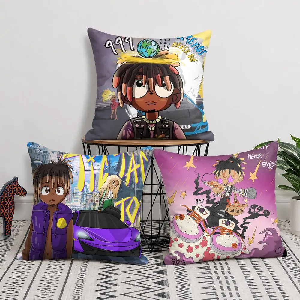 J-Juice WRLD Rapper Cool Cushion Cover Silky Short Plush Invisible Zipper Dustproof Sofa Pillow Case For Home Decor