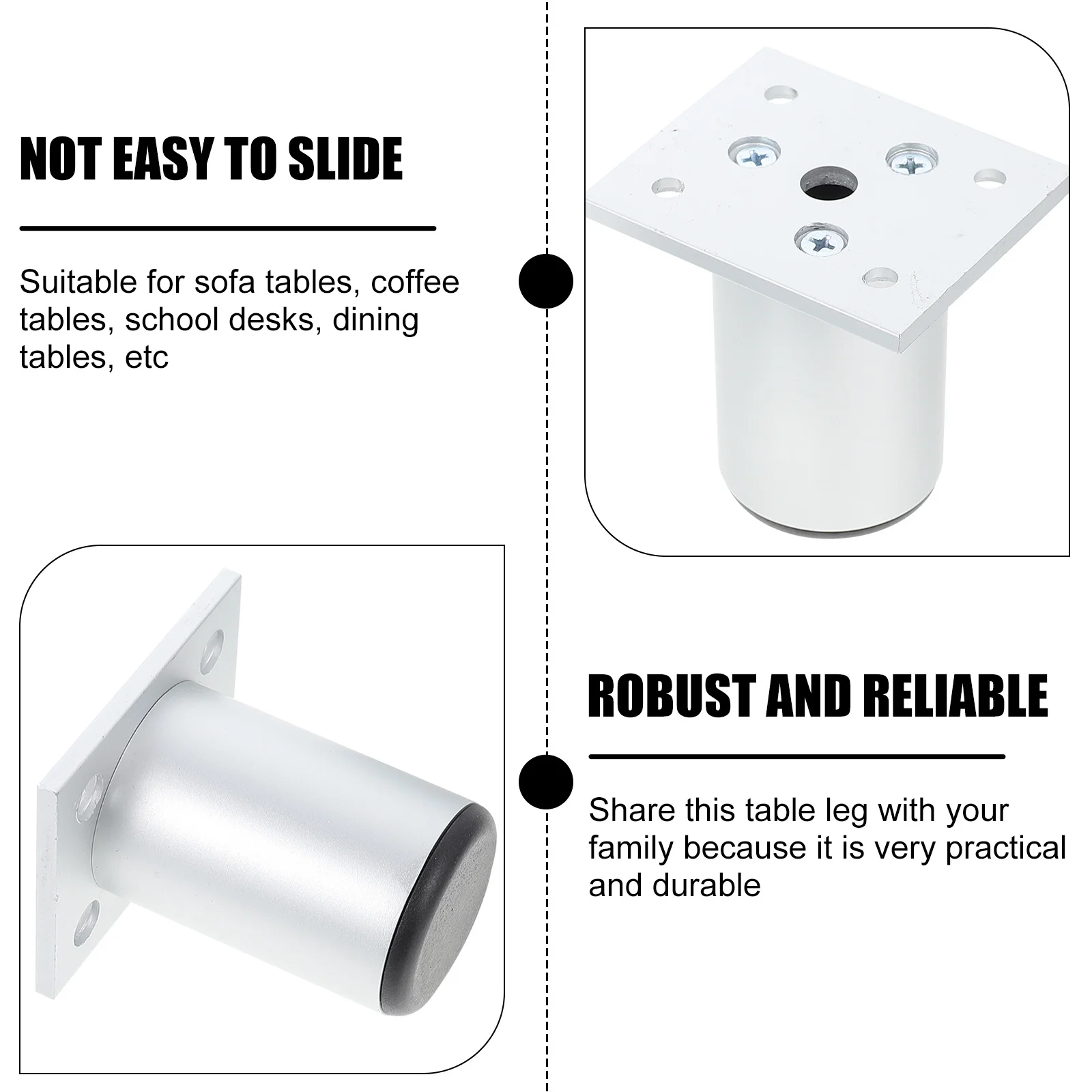 

2pcs Furniture Legs Aluminium Alloy Leg Replacement Sturdy Nonslip For Dining Coffee Dressing Table Household Table Accessories