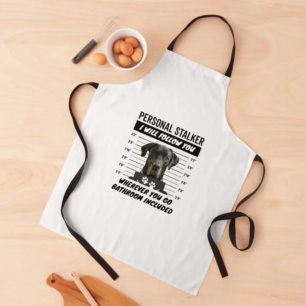 Personal Stalker Dog – Black Great Dane Apron restaurant accessories Women Kitchen'S Camping professional hairdresser Apron