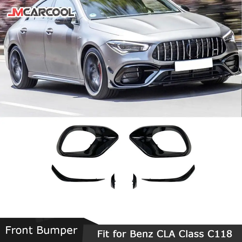 

ABS Gloss Black Material Front Bumper Lip Spoiler Splitters Flaps Apron Accessorise for Mercedes Benz W118 C118 CLA45 AMG 2020+