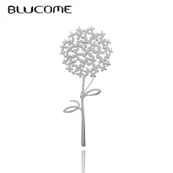 Blucome Stainless Steel Dandelion Flower Brooch for Women Charming Plant Office Party Daily Suit Pins Jewelry Aceesories