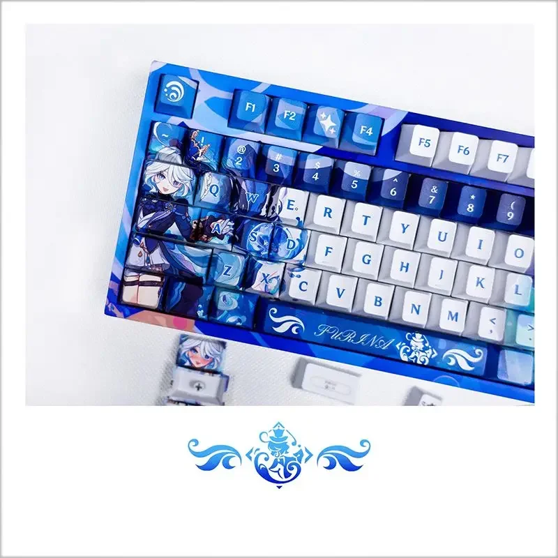 Imagem -03 - Genshin Impacto Furina Keycap Jogo Sublimação Pbt Teclado Mecânico Faça Você Mesmo Duas Dimensões Keycaps Cereja Deus Água 120key