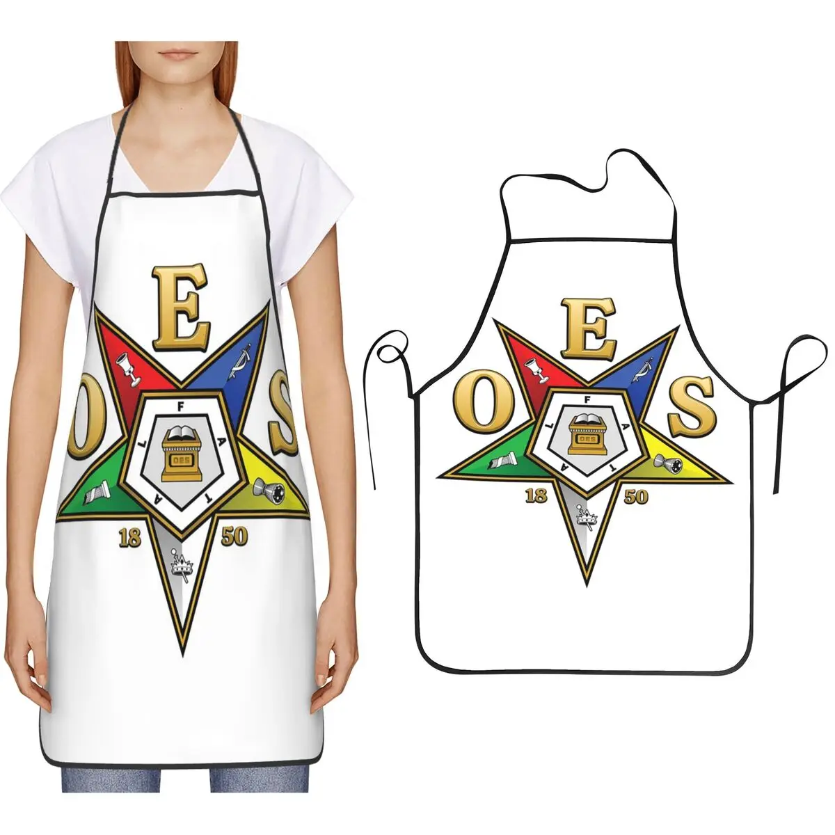 Oes Order Of The Eastern Star Aprons Chef Cooking Baking Tablier Bib Kitchen Cleaning Pinafore for Women Men Painting