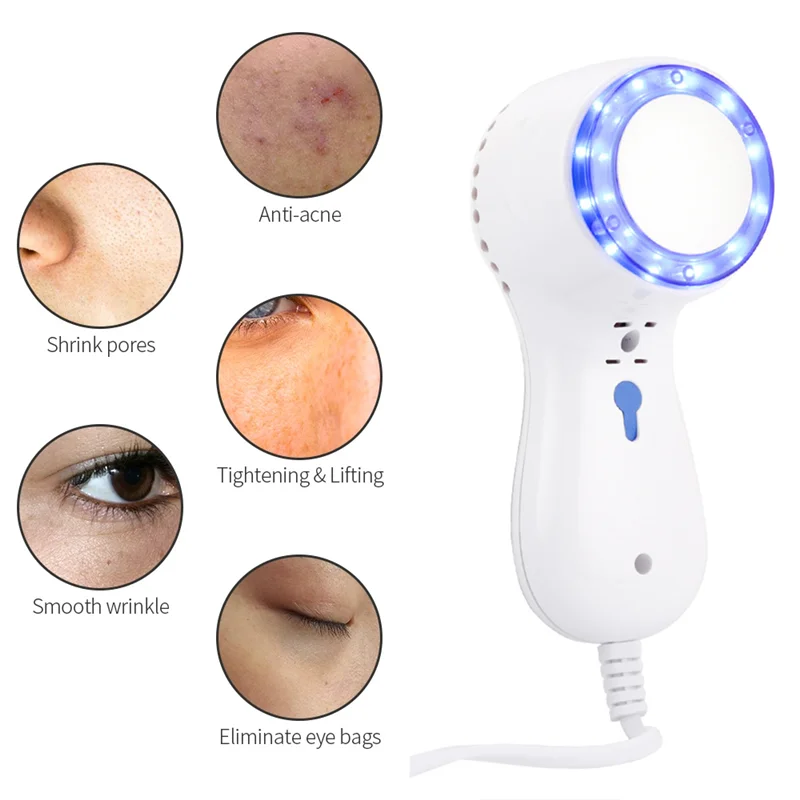 Facial Cold Hammer Tightening Skin Ice Heating Facial Skin Lifting Tighten Anti-aging Face Spa Shrink Pore Massager Blue Photon