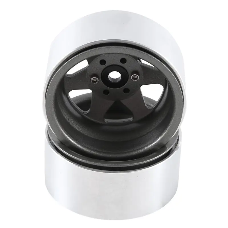 ABUM-4Pcs 1.9 Inch RC Car 1Wheel Rims Metal Wheel Rims For 1/10 RC Crawler Axial SCX10 II III Traxxas TRX4 RC4WD D90 Gray