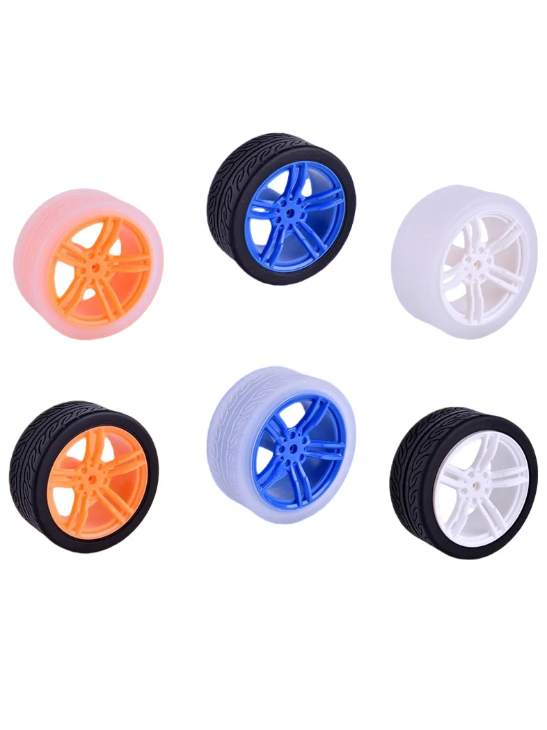 DIY smart car model tire accessories, rubber wheels 65*27mm suitable for TT motors