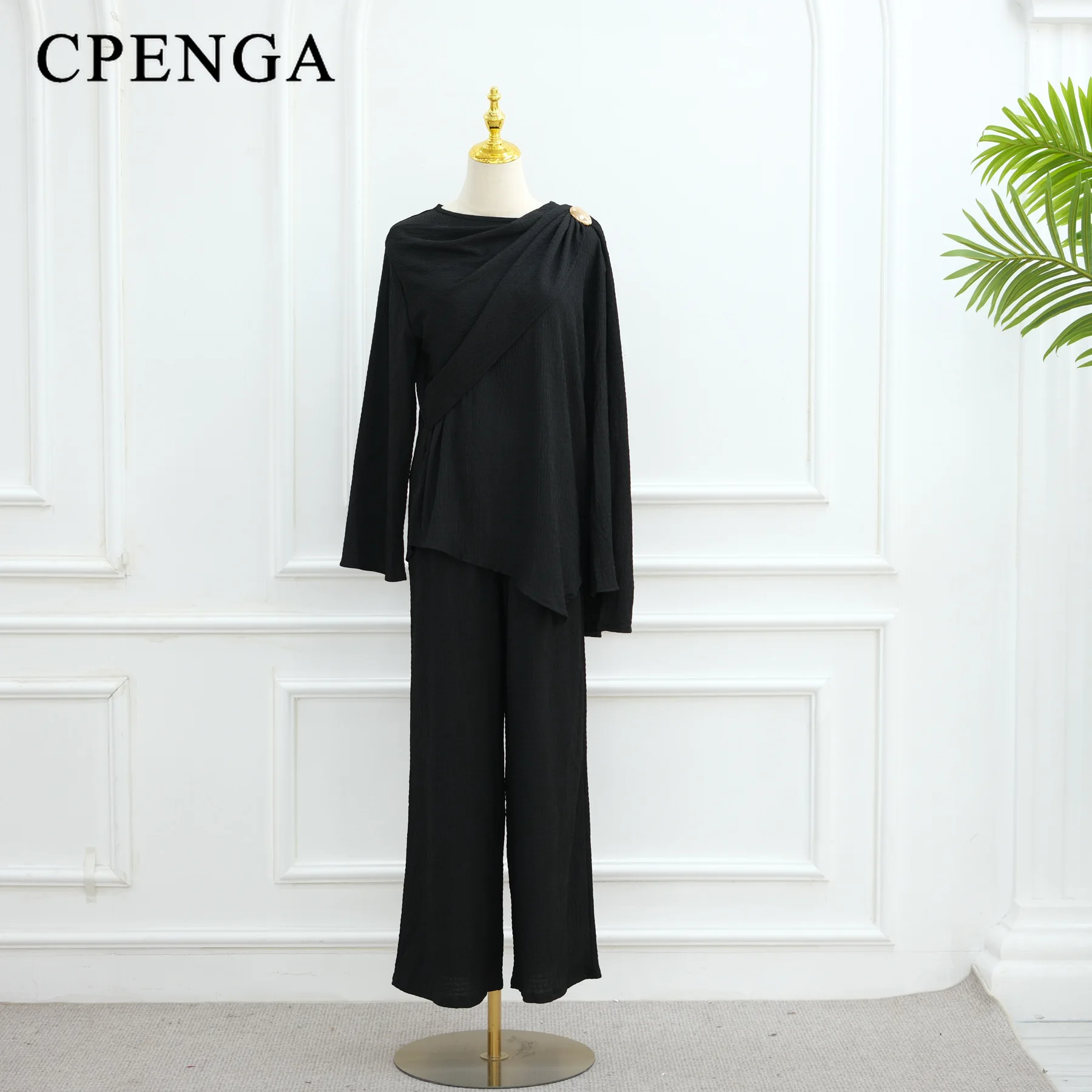 Eid Muslim Women Abaya Set Elegant Dubai Solid Color Button-Down Cardigan and Pants Suit Islam Modest Outfit 2025 Turkey Clothes