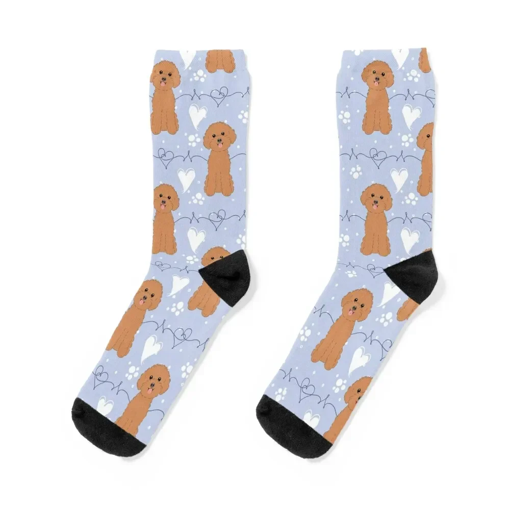 

LOVE Red Toy Poodle Socks gifts luxury heated Climbing Ladies Socks Men's