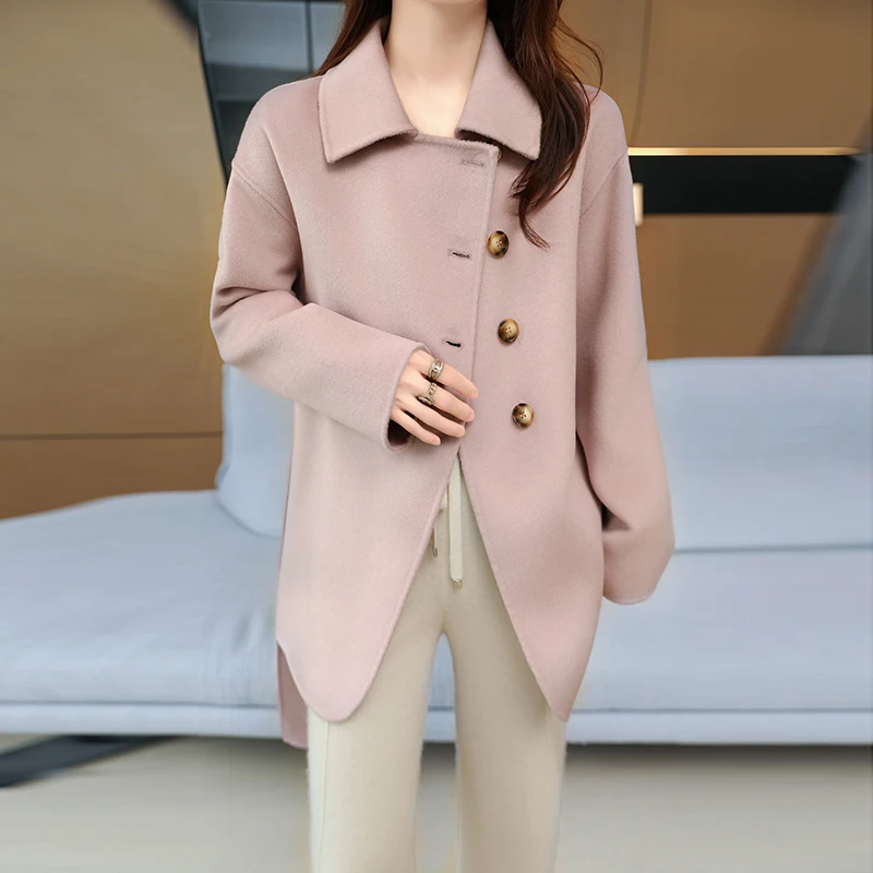 

Autumn And Winter New Double-Sided Woolen Coat Women's Versatile And Fashionable Woolen Coat High-End And Solid Color Coat