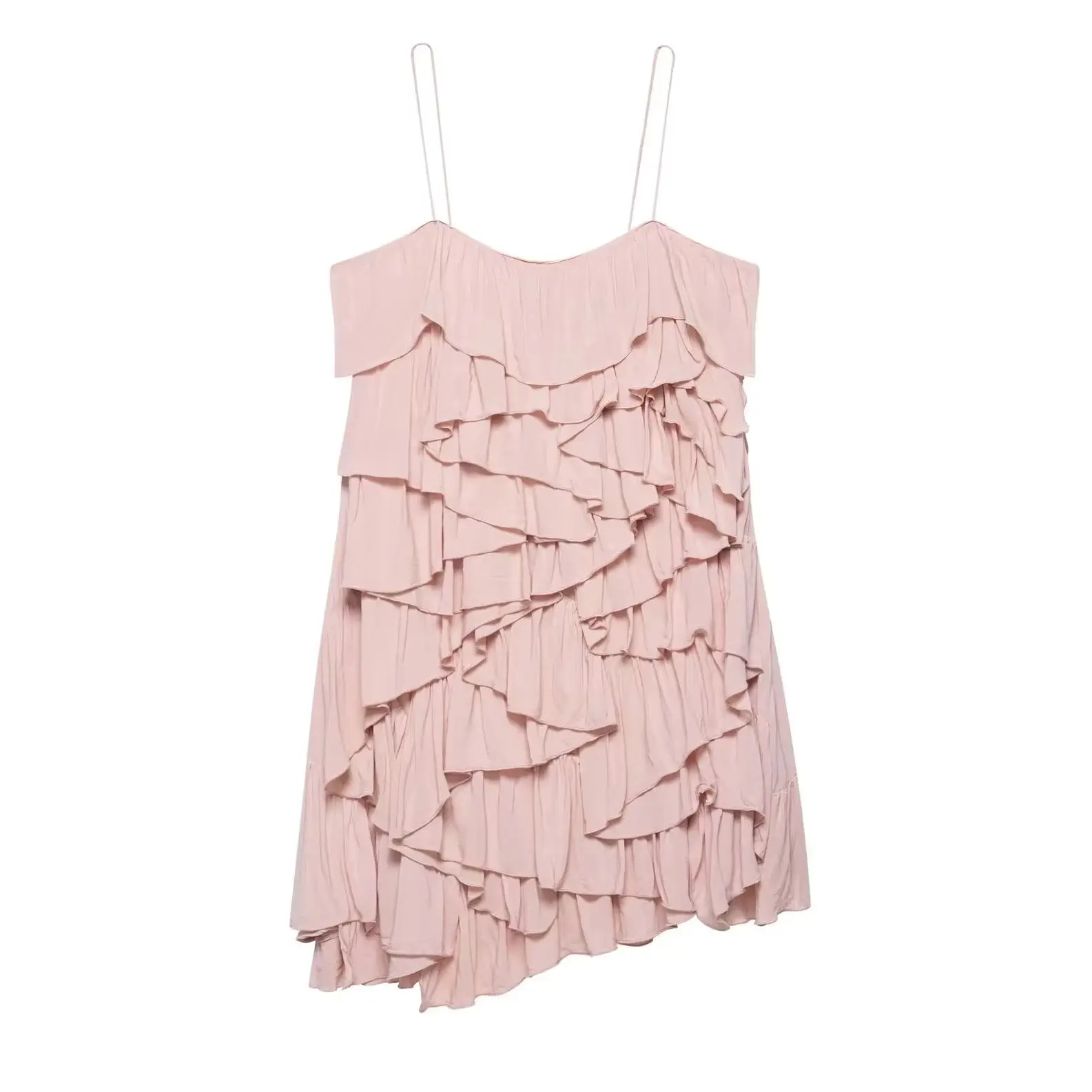 KONDALA Sexy Chic rose Mini robe empilée vacances plage plissée femmes robe de soirée mode 2025 été anniversaire robes amples