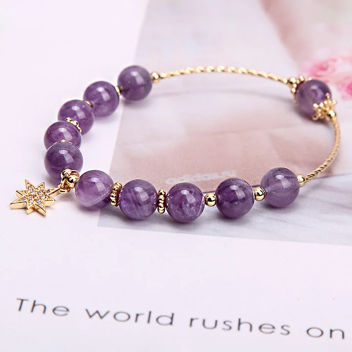 Natural Purple Crystal Bracelet Women's Single Ring Moonlight Forest Cold Wind Light Transfer Jewelry Drop Shipping