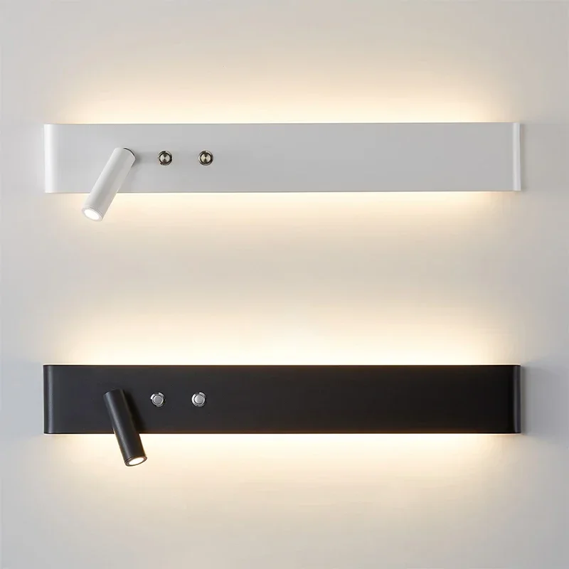 

Nordic Led Bedside Wall Lamp Bedroom Long Backlight Sconce Modern for Home Stairs Lighting Wall Light Bathroom Lamp