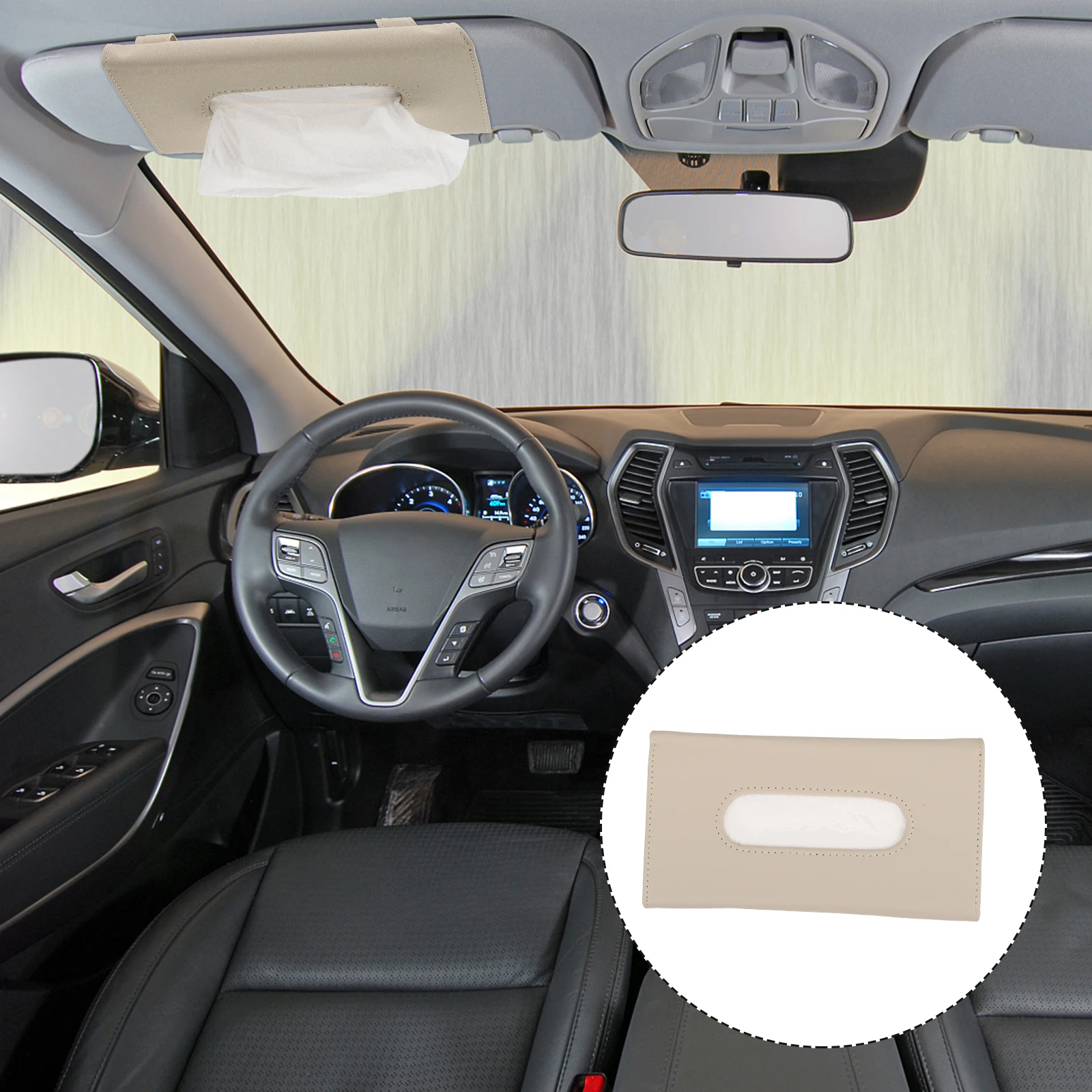 

1pc Car Tissue Box Pu Hanging Holder For Sun Visor Napkin Storage Compact Durable Case Car Accessories Auto Interior