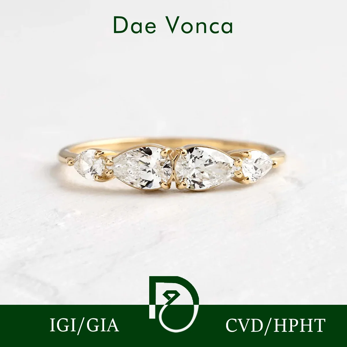 

Pear Cut Lab Grown With Zero Emissions Diamond Ring Total 0.7ct 9K/14K/18K Yellow Gold Symmetrical Lab Diamond Ring For Wife