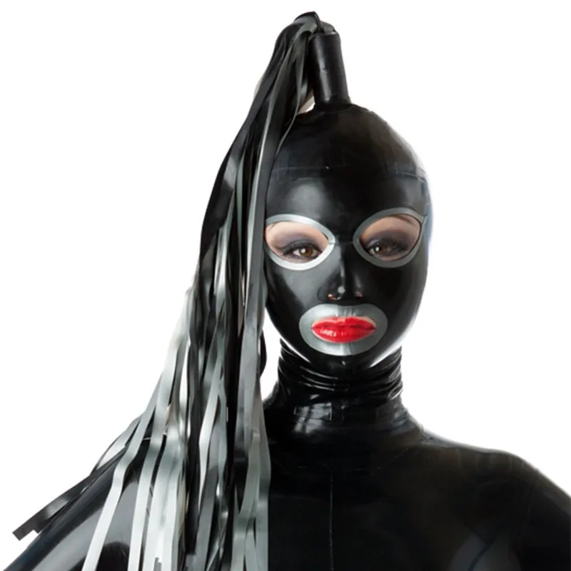 

Latex Hood with Latex Wig Performance Headgear Rubber Mask