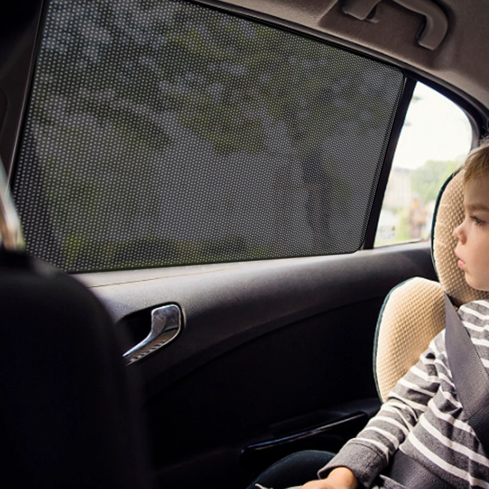 Magnetic Front Rear Window Curtain 10 Magnets Car Side Window Sun Shade with Small Hole UV Protection Side Glass Mesh Sunshades