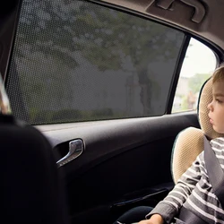 Magnetic Front Rear Window Curtain 10 Magnets Car Side Window Sun Shade with Small Hole UV Protection Side Glass Mesh Sunshades