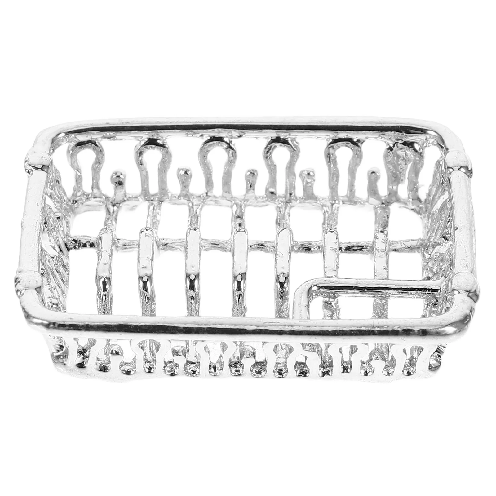 

Серебряная миниатюрная сушилка для посуды, изысканный кухонный аксессуар, креативная полка для демонстрации DIY-поделок для декора кукольного домика