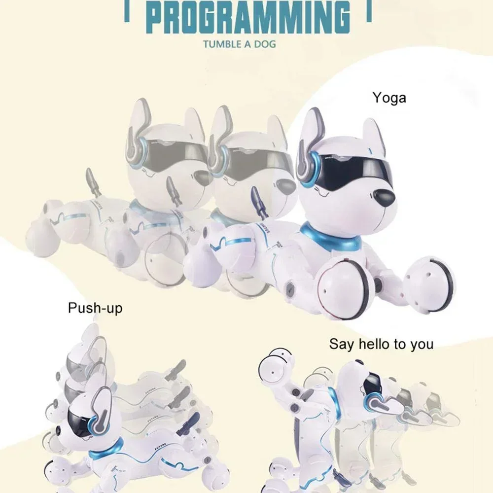 Brinquedos de controle remoto cão inteligente falando caminhada dança interativo animal de estimação filhote de cachorro robô cão rc robô controle de voz brinquedo inteligente para crianças