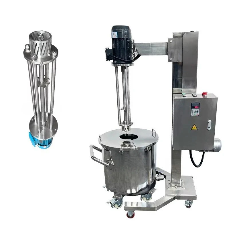 High-speed mobile lifting type high-shear mixer cosmetic shampoo emulsifier homogenizer