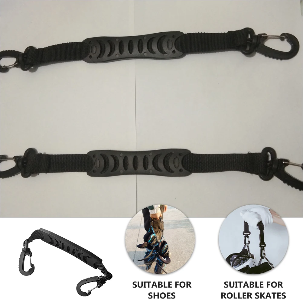 

2pcs Nylon Ice Skating Boots Leash Strap for Roller Skating Shoes Compact Lightweight Portable Carrier Swivel Clips