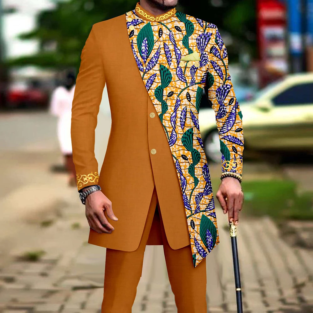 SOLOVEDRESS Men's 2-Piece Suit Embroidery Print 3