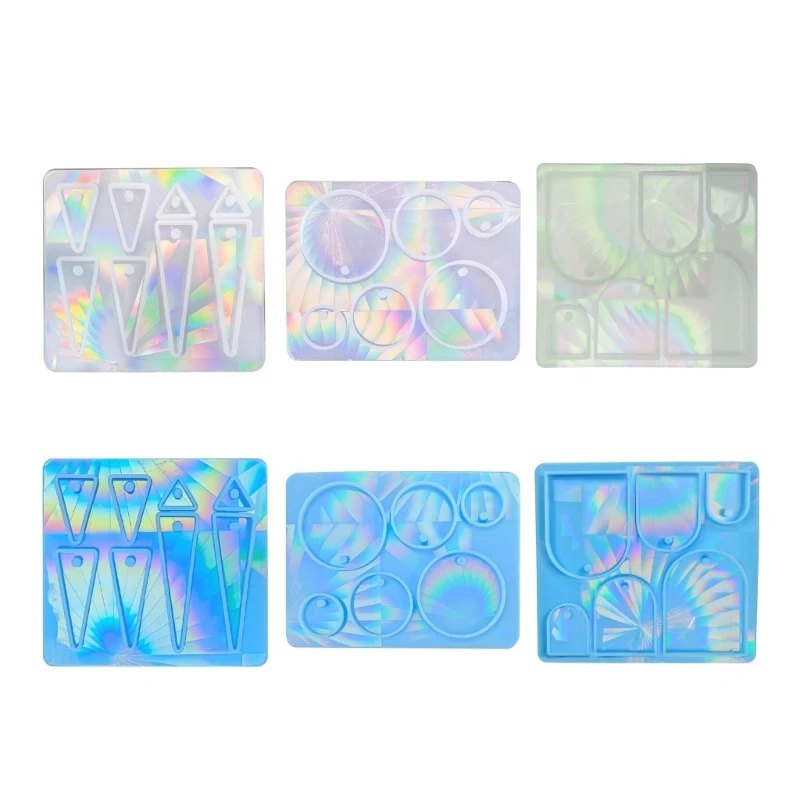 Holographic Resin Silicone Mould DIY هندسي حلق سلسلة المفاتيح قلادة العفن