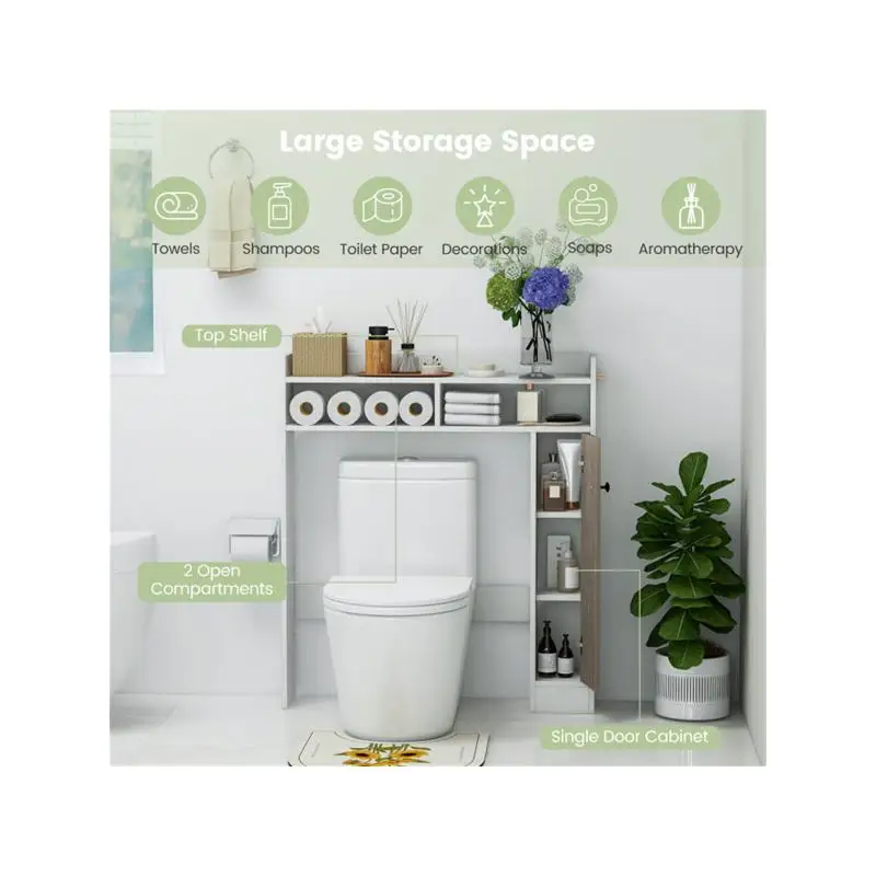 رف تخزين خزانة الحمام الأبيض لتنظيم أساسيات الحمام