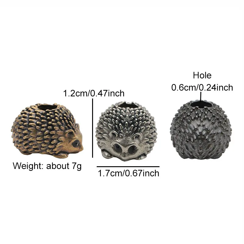 Hedgehog Brass Knife Bead EDC Outdoor DIY Paracord Woven Bracelets Accessories Lanyard Pendant Umbrella Rope Flashlight Hangings