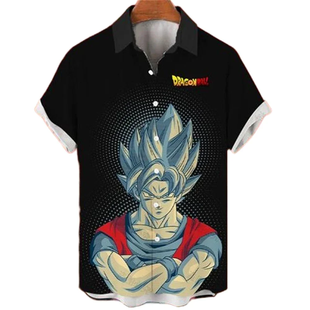 

Мужская повседневная футболка Vegeta Goku Super Saiyan, летняя рубашка Dragon Ball, мужская одежда в стиле аниме, гавайская модная одежда Kakarot