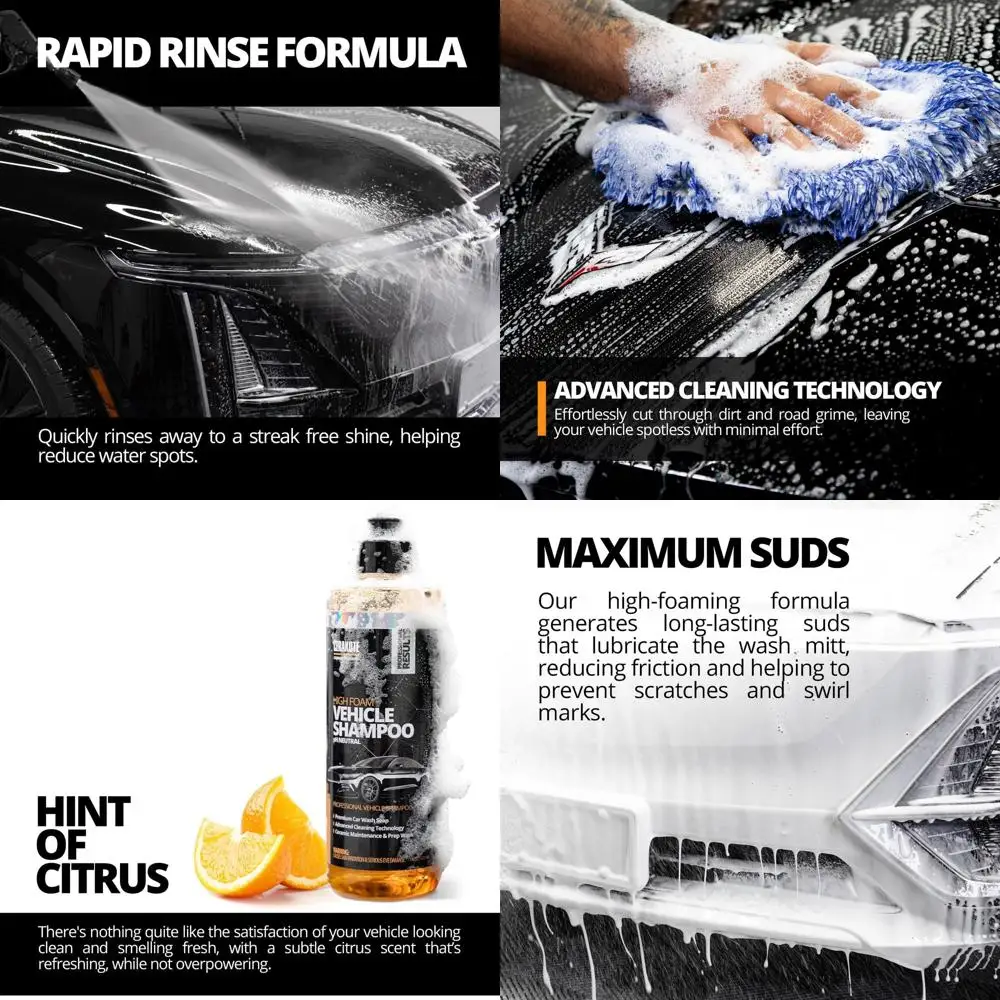 

High Foam Vehicle Shampoo (16 oz) – pH Neutral Premium Car Wash Soap for FoamCannon, SnowFoam, Pressure Washer & Hand Wash – Cer
