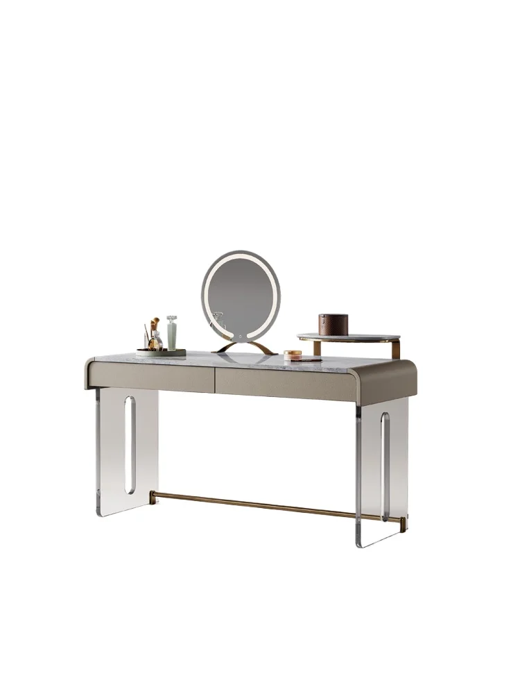 

Natural marble acrylic makeup table Small apartment light luxury high sense Internet celebrity dresser