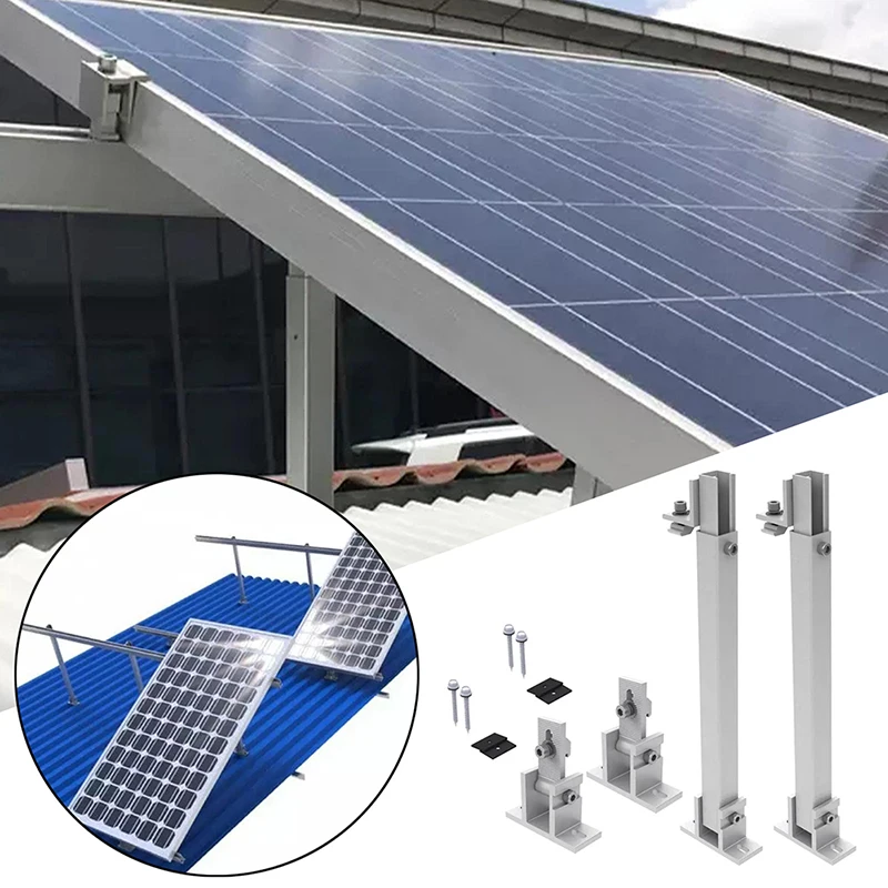 1 Set End Feet Roof Clamp Anti-corrosion Solar Photovoltaic Adjustable Triangular Aluminum Panel Roof Mounting Bracket Accessory