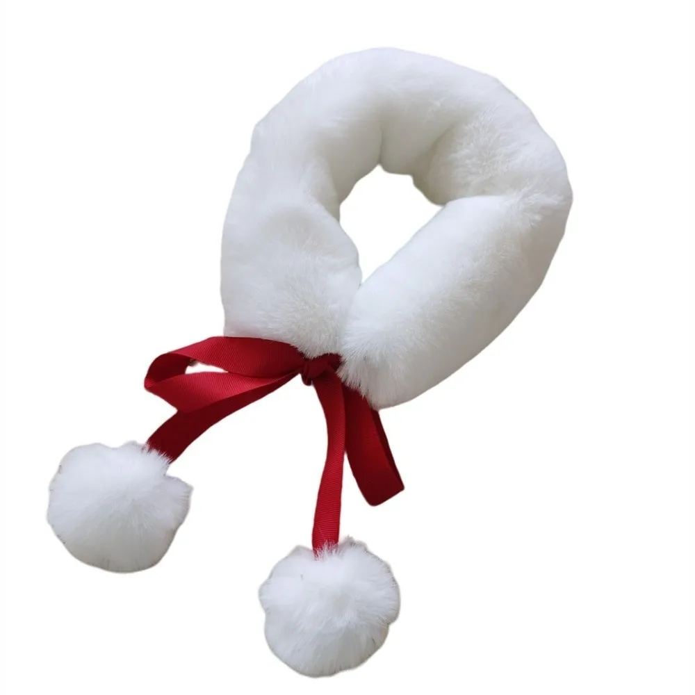 

Воротник из искусственного меха в китайском стиле, теплый мягкий ветрозащитный белый меховой воротник, аксессуары Hanfu, утолщенный шарф из искусственного меха, зимний