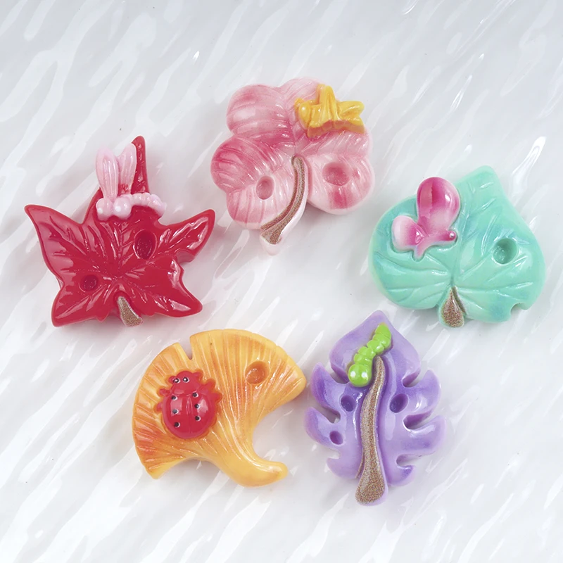 10/100Pcs Miniatures Leaves Maple Leaf Resin Cute Scrapbooking Materials Patch Crafts Flatback DIY for Jewelry Make Accessories