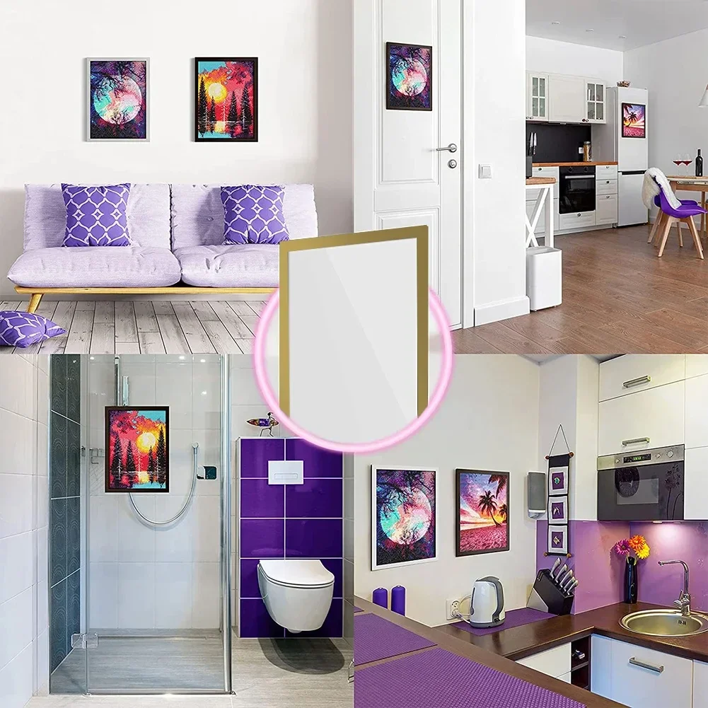 5/10/20 قطعة إطار عرض الملصق المغناطيسي A4/A5/A6 ذاتية اللصق غير تطوير صور الفن الجدار ملصق إطار جدار قابل لإعادة الاستخدام