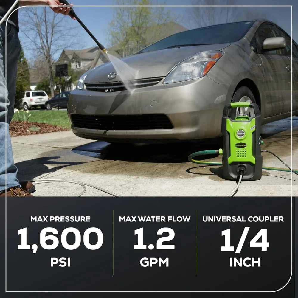 Compact Electric Pressure Washer, 1.2 GPM, CSA Certified, Lightweight with 20 FT Hose & 35 FT Cord for Cars, Fences, Patios