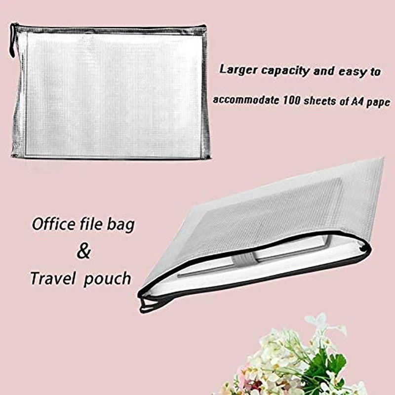 Zipper Bag- Folder A4 Zipper File Bag Zipper File Bag Mesh File Bag With Zipper Travel Bag Storage Bag 24Pcs