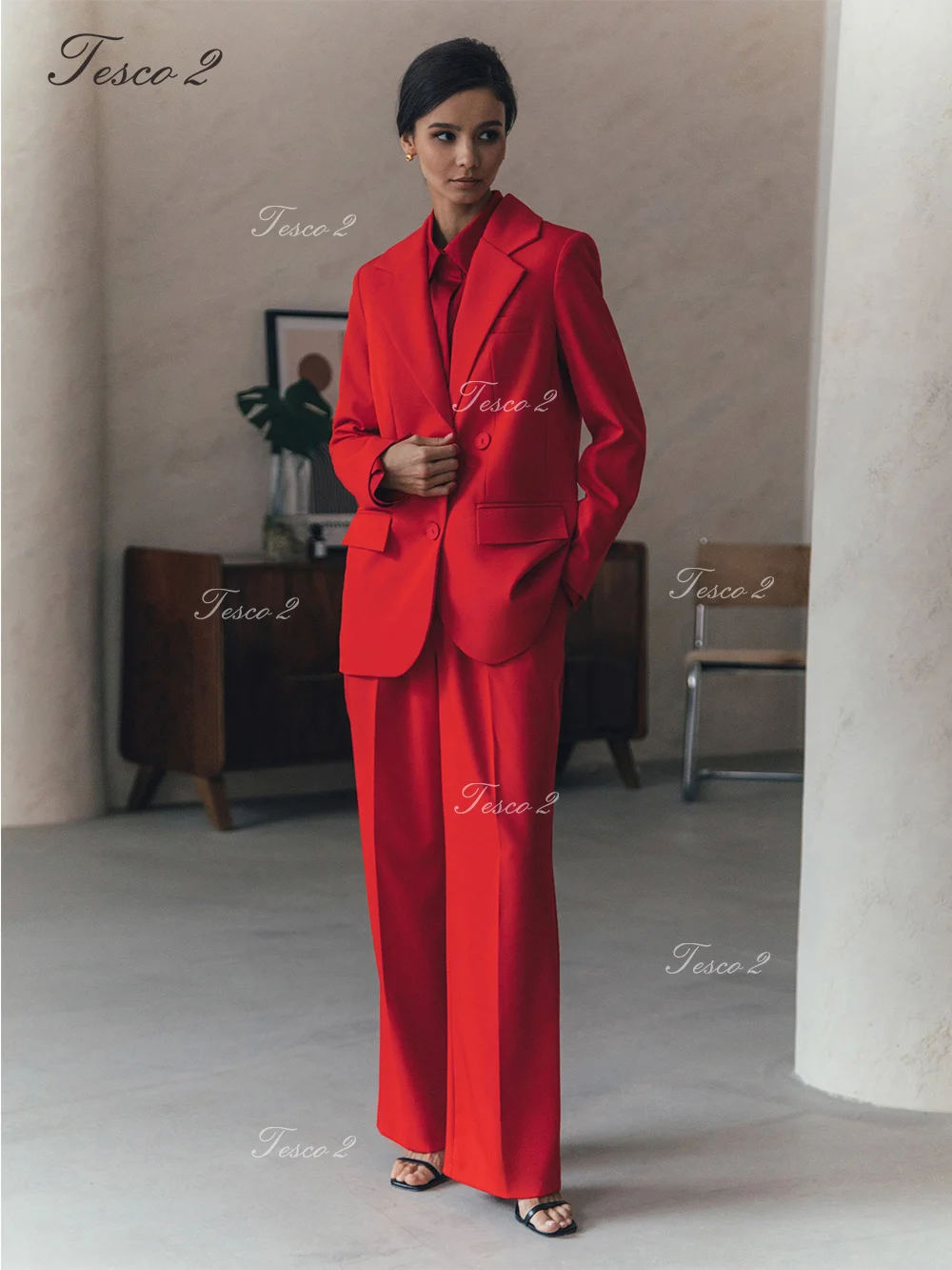 Tesco-traje Formal para mujer, chaqueta holgada, pantalones, traje de dama de oficina, traje de moda para primavera y otoño, 2 piezas