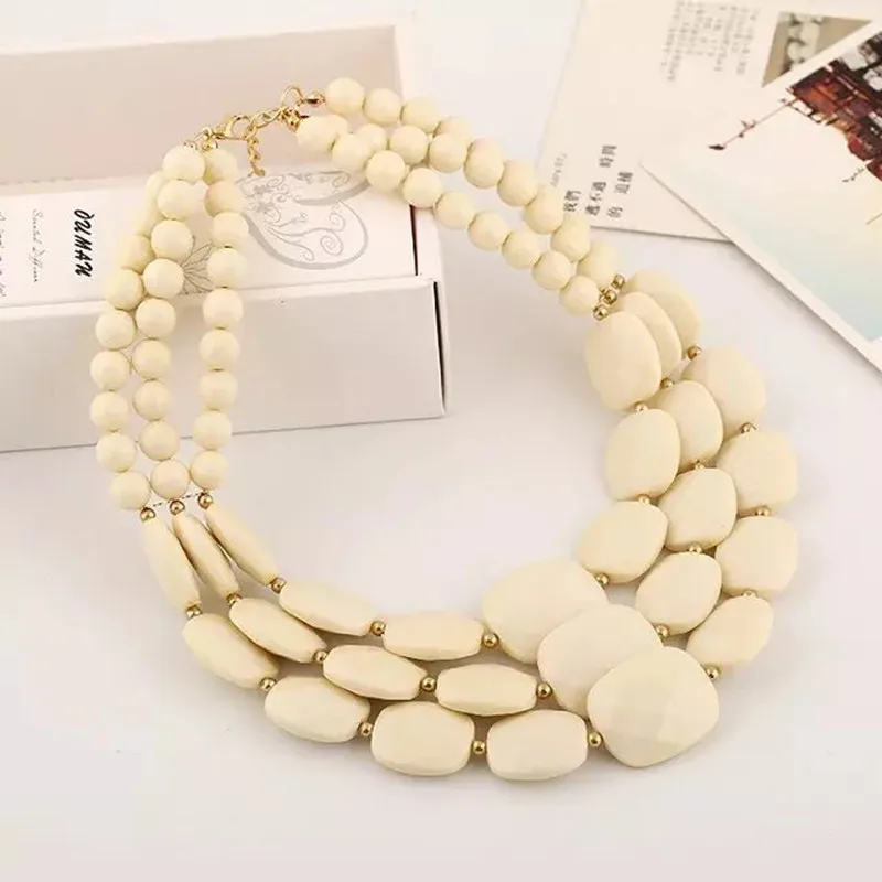 wedding necklace punky necklace party necklace women\'s personality twist two-color earrings pearl two-piece set bead jewelry