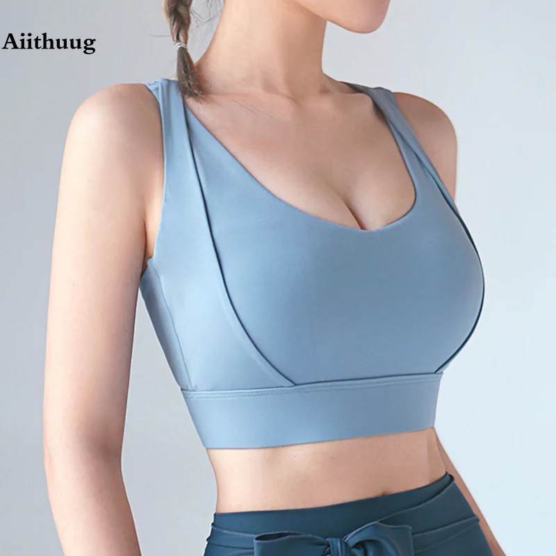 Aiithuug Sports Bras for Yoga Gym Workout Crop Top Fitness Tops Bounce Control Jogging Bras Push Up Running Top Active Wear