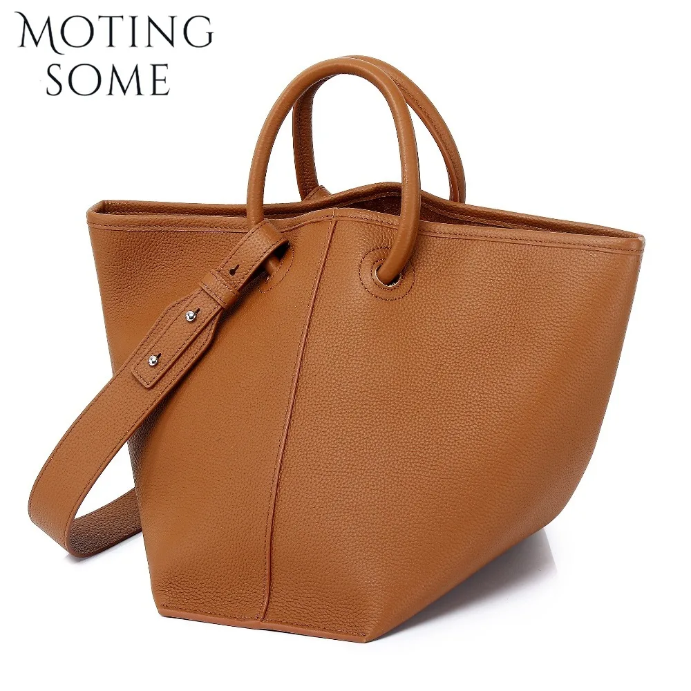 

High Quality Thick Cowhide Woman Bucket Bags Shoulder Natural Leather Handbag Large Capacity Casual Tote Daily Purses New In