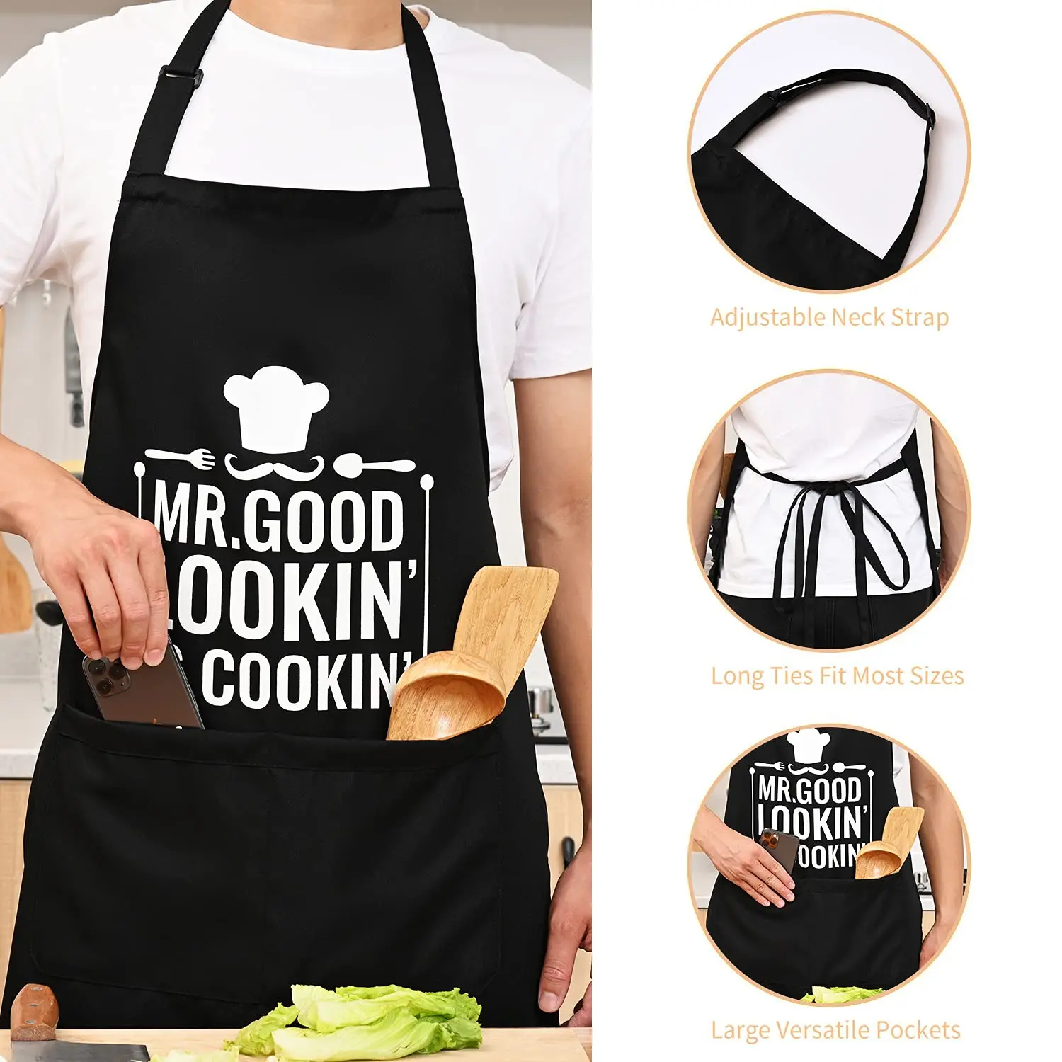 Funny Apron for Men, BBQ Grill Apron for Father, Husband, Dad, Boyfriend, Birthday Gifts, Dad Gifts